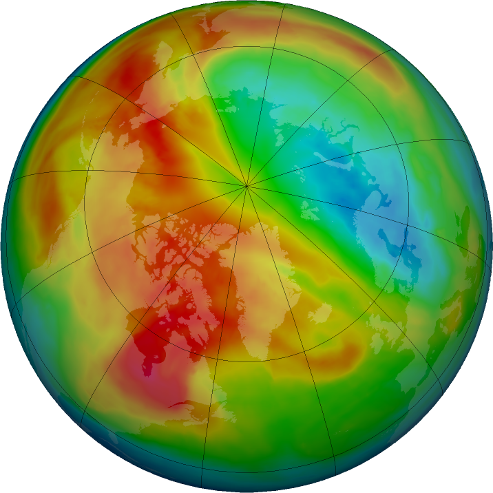 Arctic ozone map for 03 March 2016